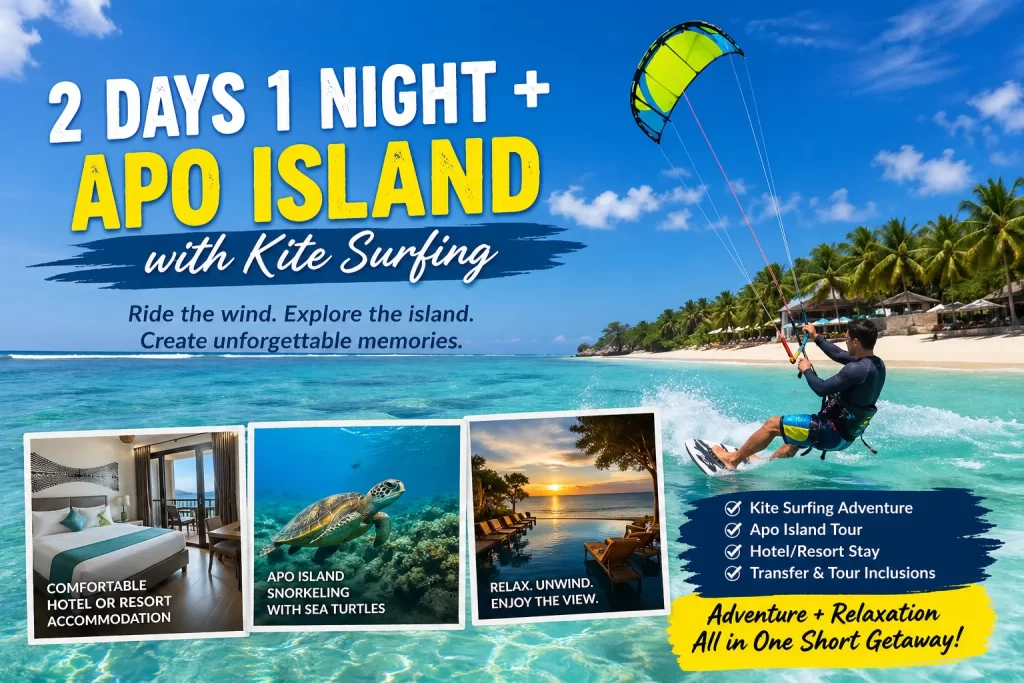 2 days 1 night + Apo island with kite surfing