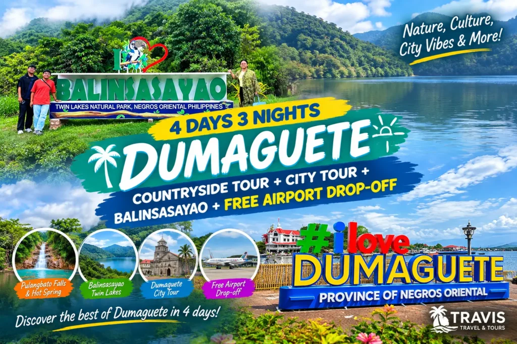 4 days 3 nights dumaguete countryside tour + city tour + balinsasayao + free airport drop-off